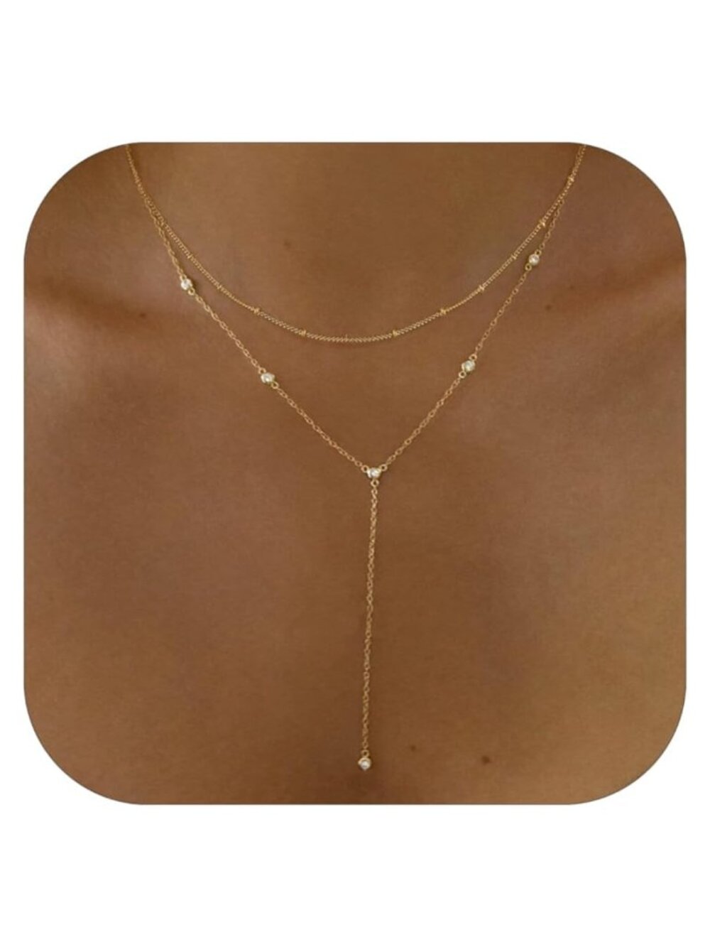 14k Gold Plated Lariat Y-Necklace Long Drop Necklace Women Jewelry